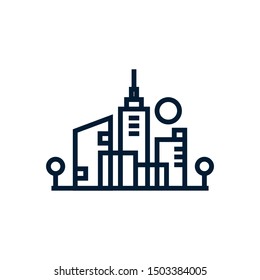 skyline landmark building logo line art