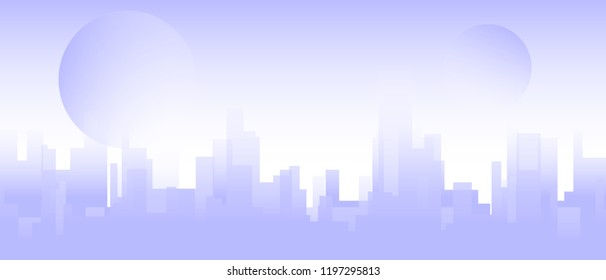 Skyline landscape template. City vector. Urban flat style. Cityscape illustration. Silhouette of the town. Abstract gradient of the Downtown.