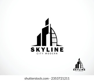 skyline logo creative building city creative line apartment