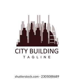 Skyline Logo, Simple Modern Design of Skyscrapers, Vector Cityscape Buildings, Icon Silhouette Illustration