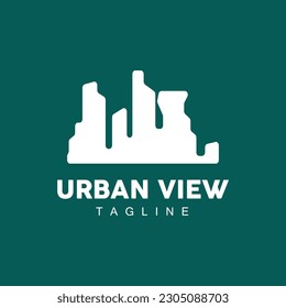Skyline Logo, Simple Modern Design of Skyscrapers, Vector Cityscape Buildings, Icon Silhouette Illustration