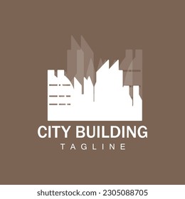 Skyline Logo, Simple Modern Design of Skyscrapers, Vector Cityscape Buildings, Icon Silhouette Illustration