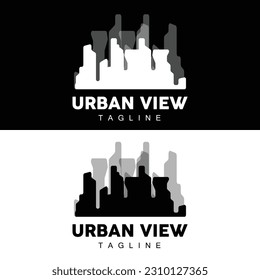 Skyline Logo, Simple Modern Design of Skyscrapers, Vector Cityscape Buildings, Icon Silhouette Illustration