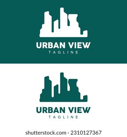 Skyline Logo, Simple Modern Design of Skyscrapers, Vector Cityscape Buildings, Icon Silhouette Illustration
