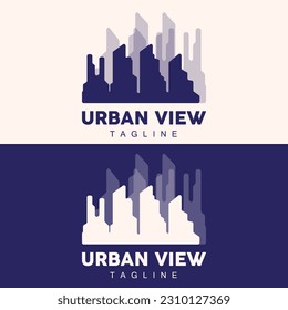 Skyline Logo, Simple Modern Design of Skyscrapers, Vector Cityscape Buildings, Icon Silhouette Illustration