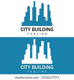 Skyline Logo, Simple Modern Design of Skyscrapers, Vector Cityscape Buildings, Icon Silhouette Illustration