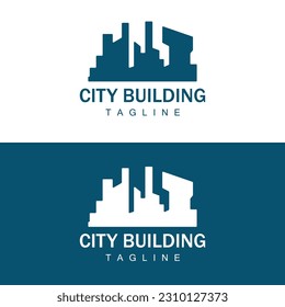 Skyline Logo, Simple Modern Design of Skyscrapers, Vector Cityscape Buildings, Icon Silhouette Illustration