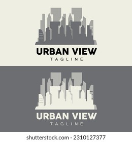 Skyline Logo, Simple Modern Design of Skyscrapers, Vector Cityscape Buildings, Icon Silhouette Illustration