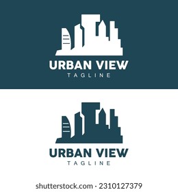 Skyline Logo, Simple Modern Design of Skyscrapers, Vector Cityscape Buildings, Icon Silhouette Illustration