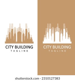 Skyline Logo, Simple Modern Design of Skyscrapers, Vector Cityscape Buildings, Icon Silhouette Illustration