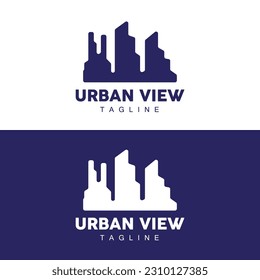 Skyline Logo, Simple Modern Design of Skyscrapers, Vector Cityscape Buildings, Icon Silhouette Illustration