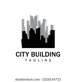 Skyline Logo, Simple Modern Design of Skyscrapers, Vector Cityscape Buildings, Icon Silhouette Illustration