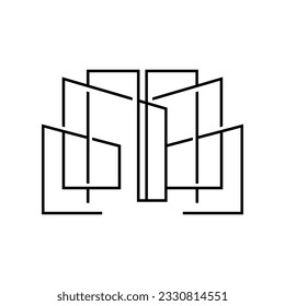 Logo de Skyline, diseño moderno simple de rascacielos, edificios de paisajes urbanos vectores, Ilustración de silueta de iconos