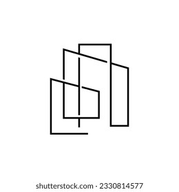 Skyline Logo, Simple Modern Design of Skyscrapers, Vector Cityscape Buildings, Icon Silhouette Illustration