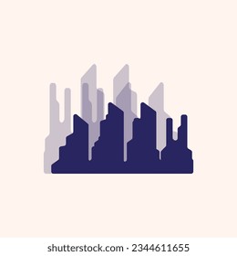 Skyline Logo, Simple Modern Design of Skyscrapers, Vector Cityscape Buildings, Icon Silhouette Illustration