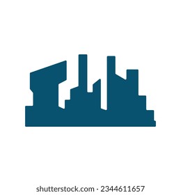 Skyline Logo, Simple Modern Design of Skyscrapers, Vector Cityscape Buildings, Icon Silhouette Illustration