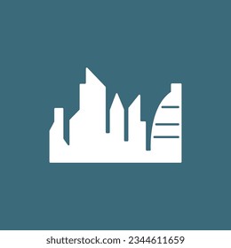 Skyline Logo, Simple Modern Design of Skyscrapers, Vector Cityscape Buildings, Icon Silhouette Illustration