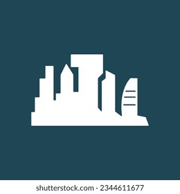 Skyline Logo, Simple Modern Design of Skyscrapers, Vector Cityscape Buildings, Icon Silhouette Illustration