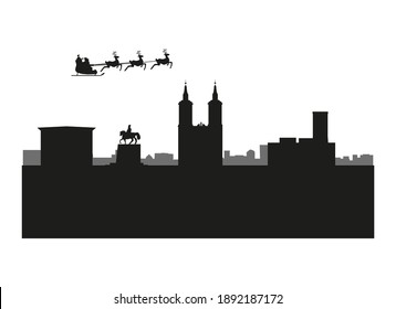 skyline of logrono city in spain. christmas background