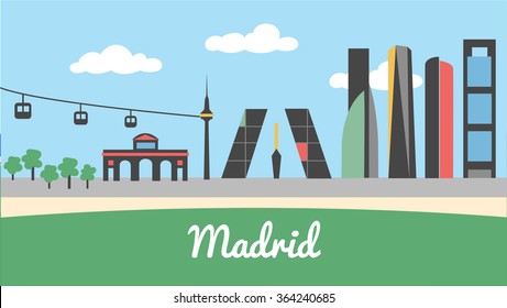 Skyline of Madrid city in Spain