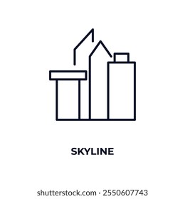 Icono de contorno del horizonte. Vector lineal desde el concepto de construcción. Icono del horizonte de la línea fina aislado en el fondo blanco