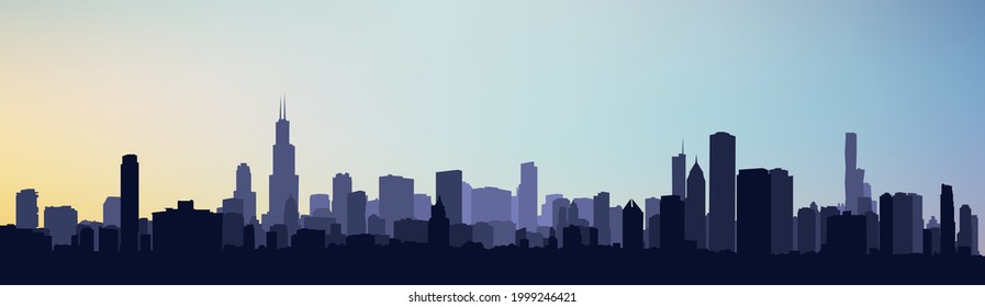 Skyline panorama silhouette of Chicago