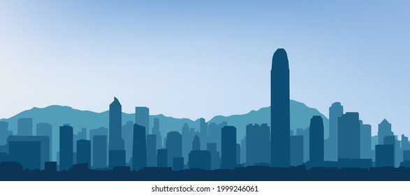 Skyline panorama silhouette of Hong Kong vector illustration eps10