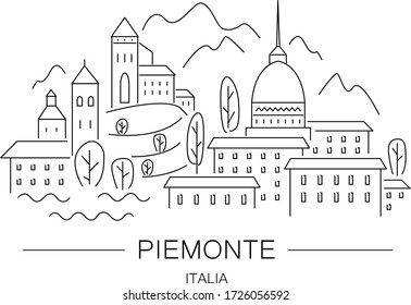 a skyline of piemonte italiy