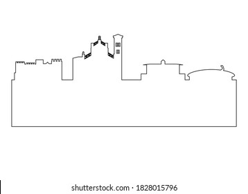 skyline of prato city in italy, christmas background