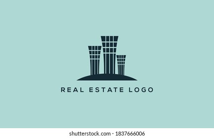 skyline real estate modern minimalist creative abstract logo design.