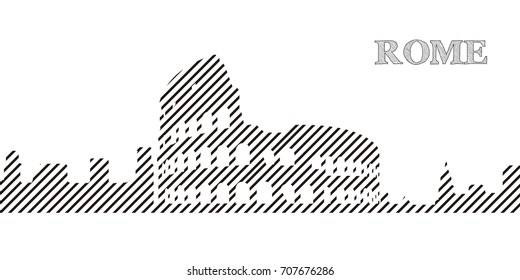 Skyline of Rome on a white background, Vector illustration