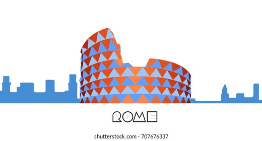Skyline of Rome on a white background, Vector illustration