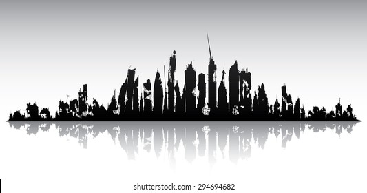 Skyline ruined city