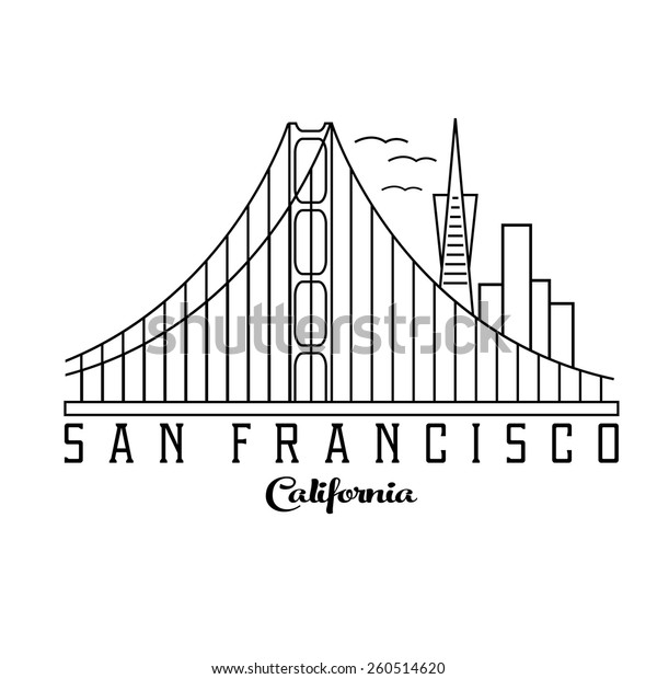 San Francisco Skyline Silhouette Sketch Coloring Page