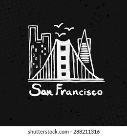 Skyline of San Francisco in watercolor. Vector