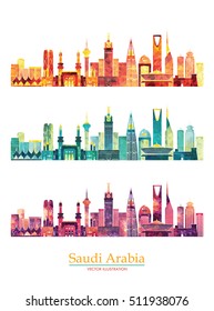 Skyline of Saudi Arabia, detailed silhouette. Vector illustration