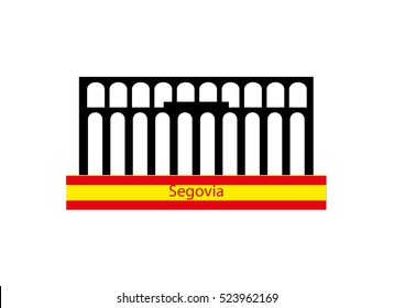 Skyline of segovia aqueduct in spain