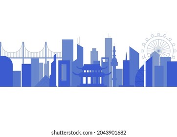 skyline with sights from all over the world