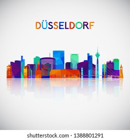 Düsseldorf skyline silhouette in colorful geometric style. Symbol for your design. Vector illustration.