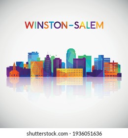 Winston–Salem skyline silhouette in colorful geometric style. Symbol for your design. Vector illustration.