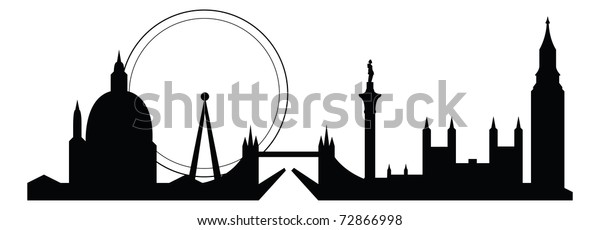 Skyline Silhouette Famous London City Landmarks Stock Vector (Royalty ...