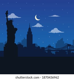 Skyline silhouette of new york city
