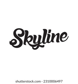 skyline text on white background.