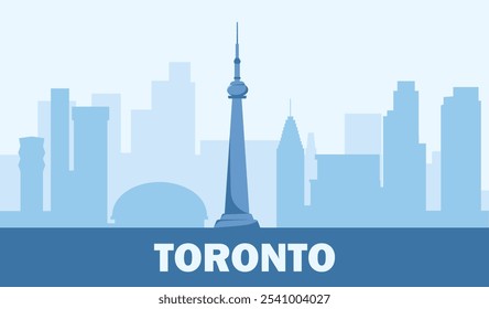 Skyline toronto poster. Silhouette of buildings and landmarks. America and canada city. Travel and tourism. Holiday and vacation. Poster or banner. Flat vector illustration