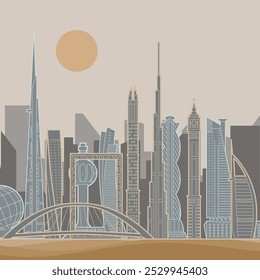 Skyline of UAE and KSA - Gulf Skyline - Desert Skyline