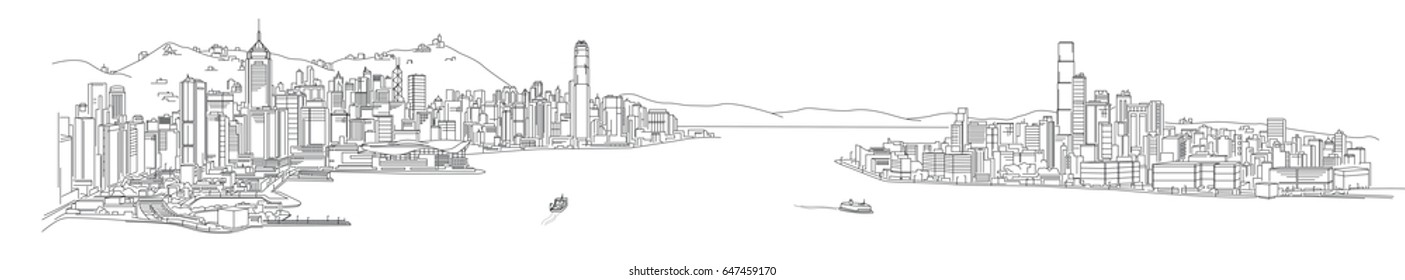 Skyline vector illustration Hong Kong