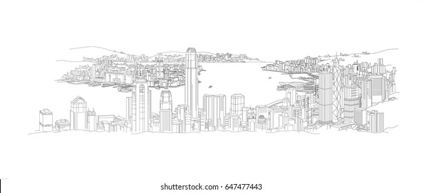 Skyline vector illustration Hong Kong