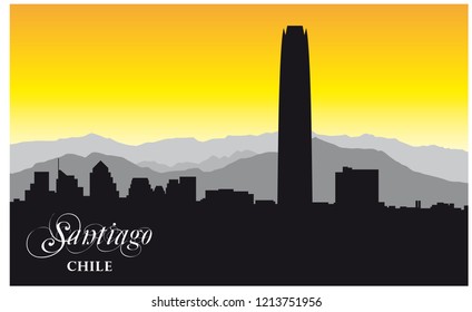 skyline vector silhouette of the chilean capital Santiago.