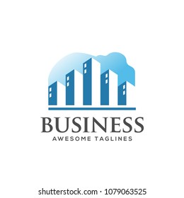 skylines city and apartment vector illustration, real estate building logo vector template