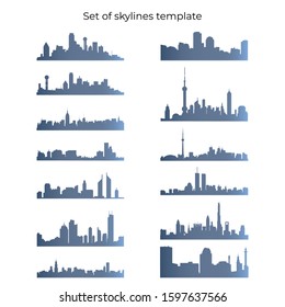 Skylines icon set. City silhouette element for poster design